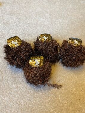 Lot of 4 Balls Adriafil Gold 90 Eyelash Yarns